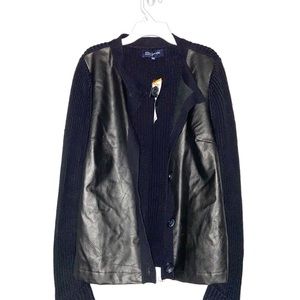 Black "Jones New York" leather look cardigan